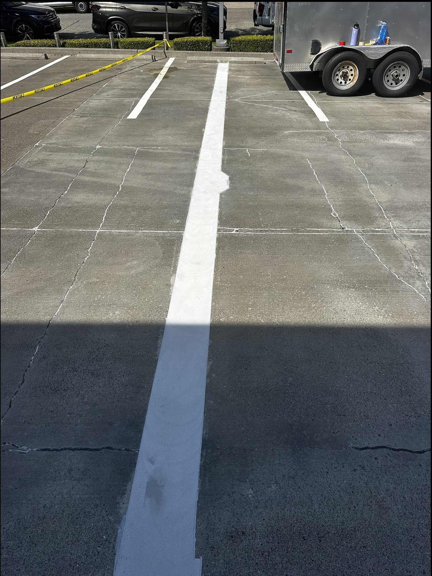 Commercial dealership concrete surface after crack repair and prep work.